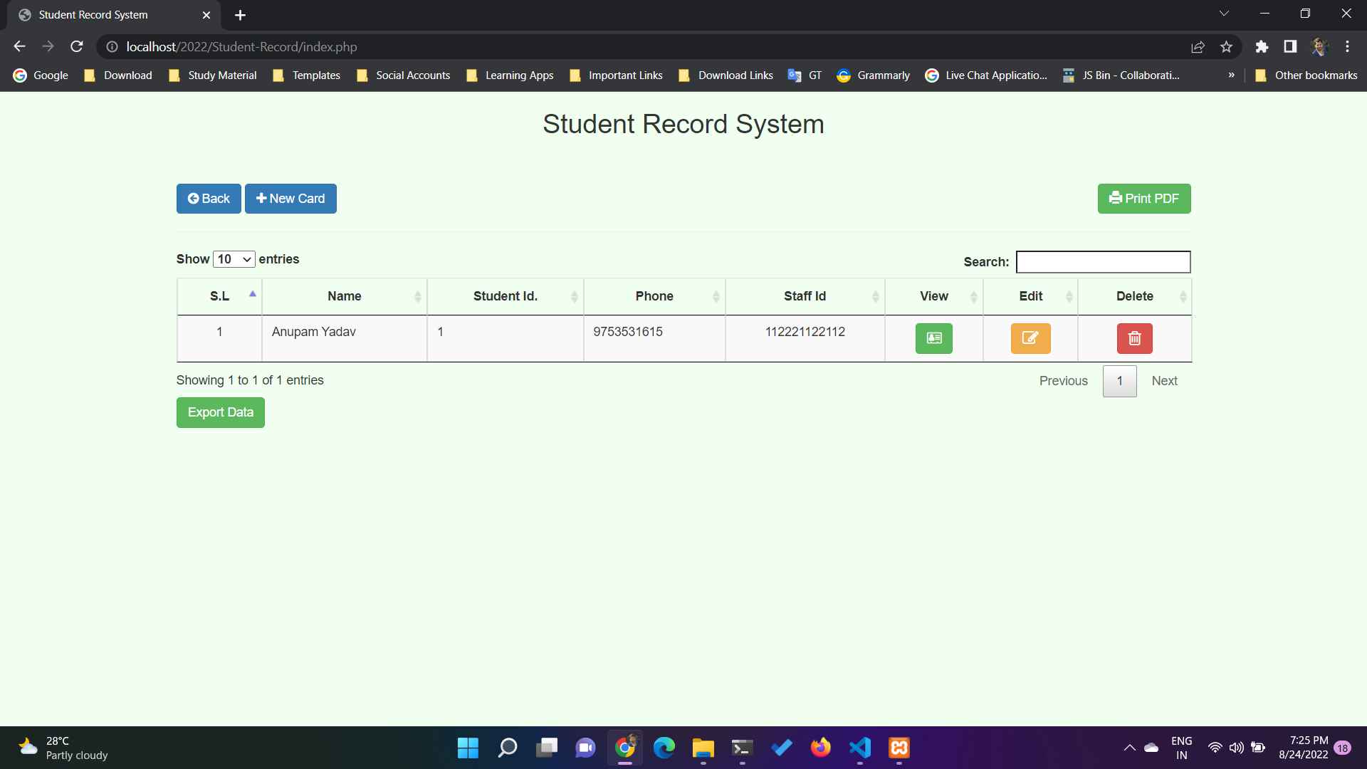 Student Record System In PHP With MySQL