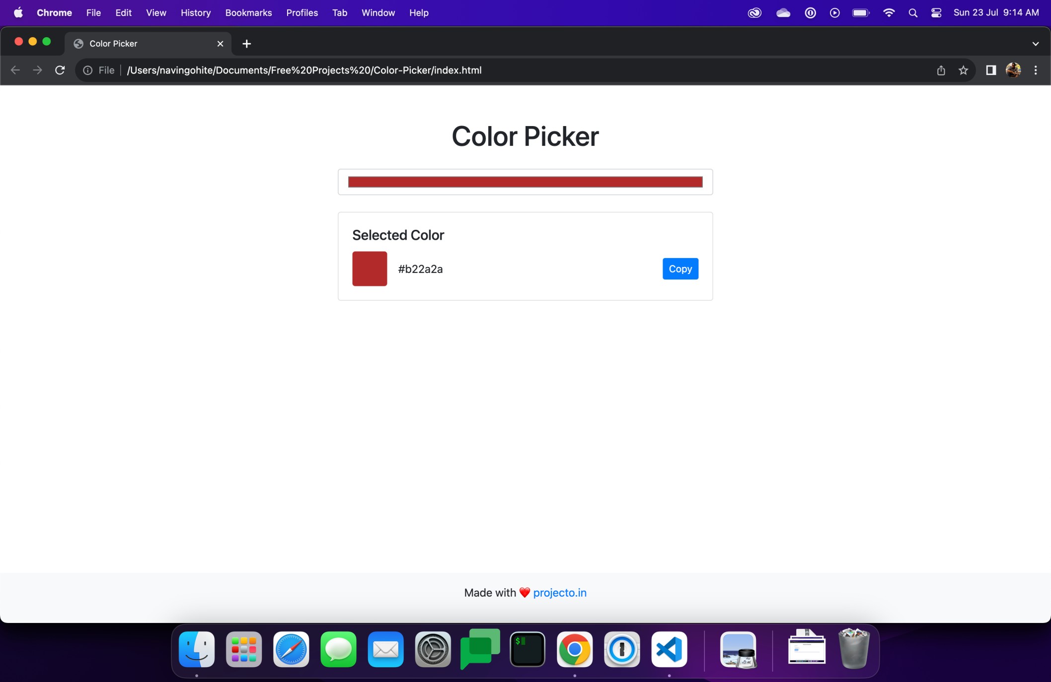 Simple Color Picker Using JavaScript with Source Code 